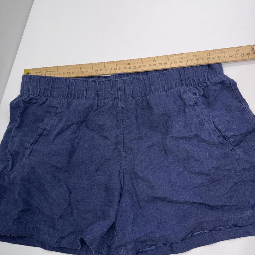 Lilly Pulitzer Minimalist Designer Solid TRUE NAVY LILO 100% Linen Shorts Large - Picture 3 of 10